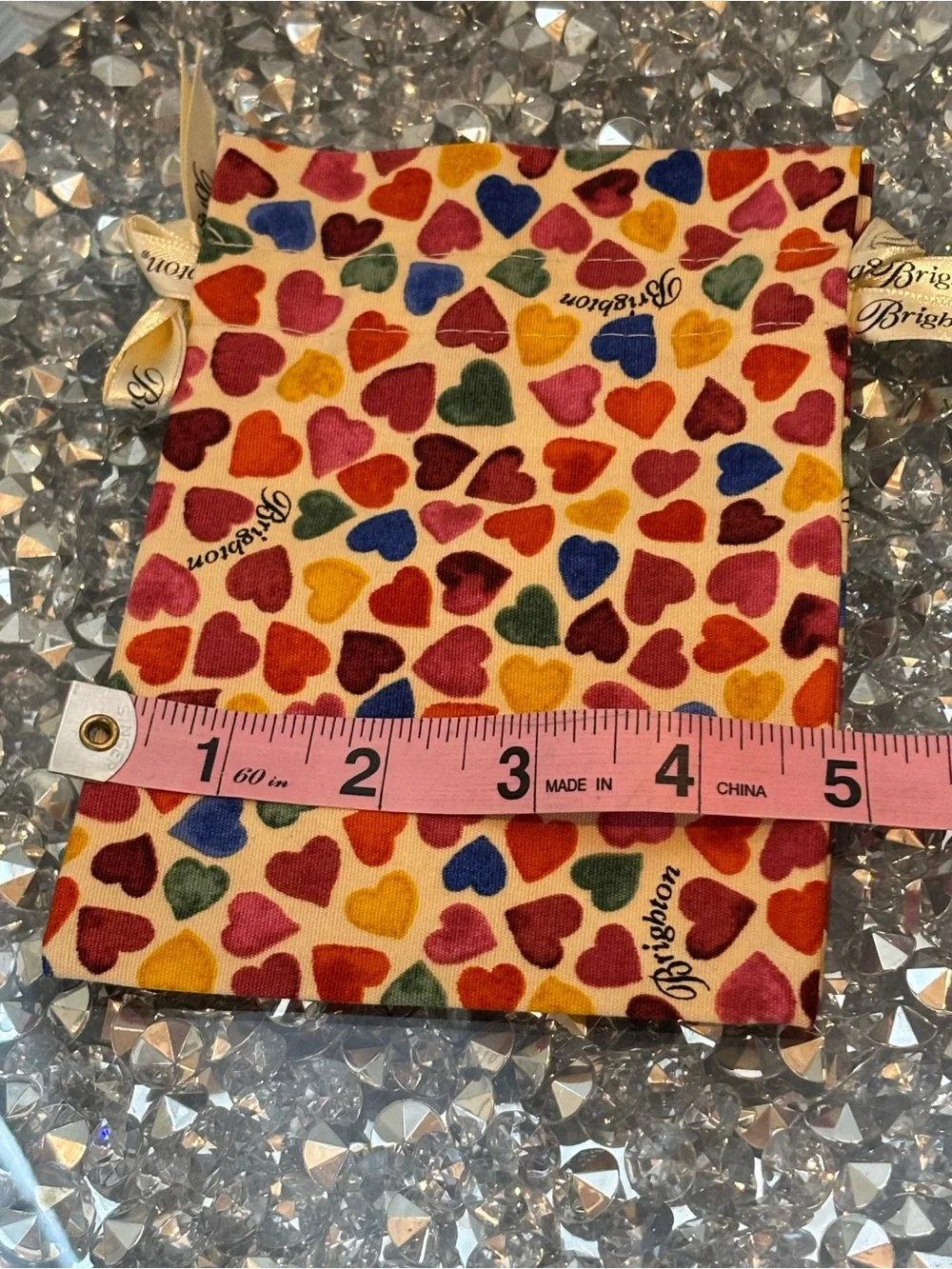 Brighton Set of 3 Colorful Heart Print Jewelry Dust Bags Pouches